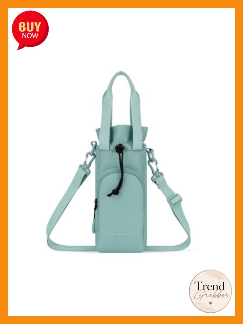 Water Bottle Holder Crossbody Bag w Adjustable Strap RFID Recycled